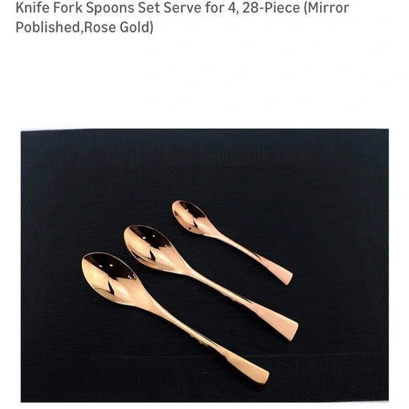 Elegant Rose Gold Flatware Set - 28-Piece - Picture 8 of 13
